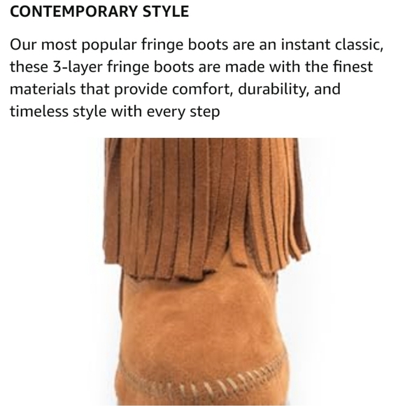 Minnetonka Calf Hi 3-layer leather Fringe western hippie moccasin Boot size 8 - Picture 11 of 16